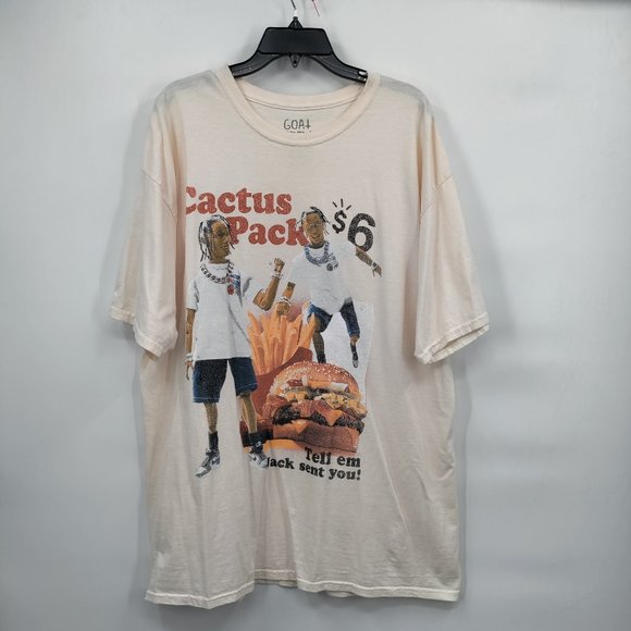 GOAT CREW Vintage Men's Cactus Packs Logo Shirt Cream XXL - Picture 1 of 5